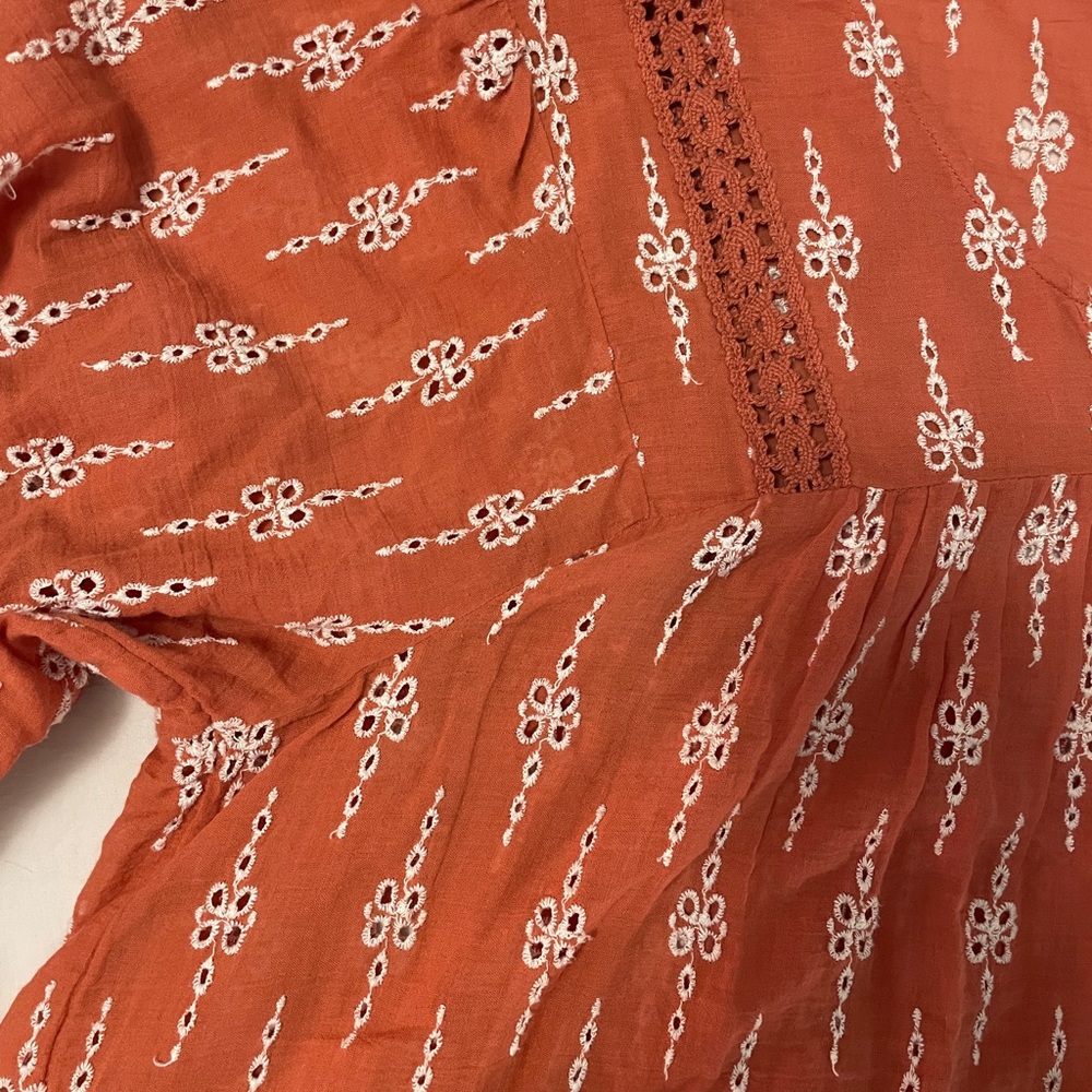 Embroidered Flowy Rust Top - Picture 2 of 3